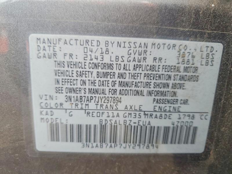 Auction sale of the 2018 Nissan Sentra, vin: 3N1AB7AP7JY297894, lot number: 70711546
