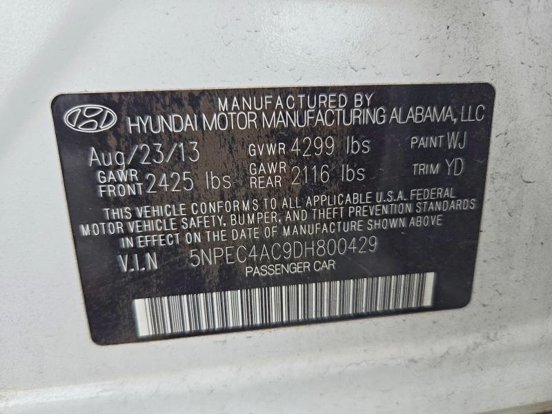 Продажа на аукционе авто 2013 Hyundai Sonata, vin: 5NPEC4AC9DH800429, номер лота: 70649086