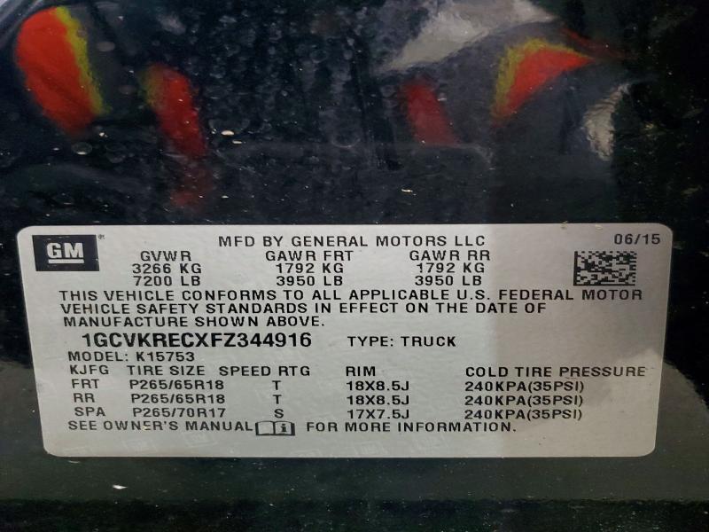 72917756 :رقم المزاد ، 1GCVKRECXFZ344916 vin ، 2015 Chevrolet Silverado مزاد بيع
