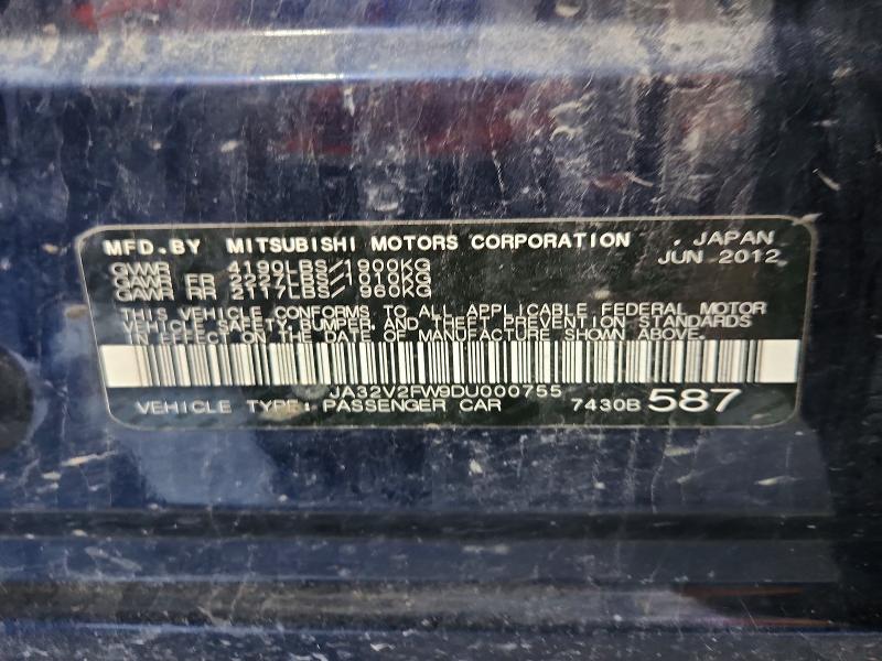 Продаж на аукціоні авто 2013 Mitsubishi Lancer, vin: JA32V2FW9DU000755, номер лоту: 71644956