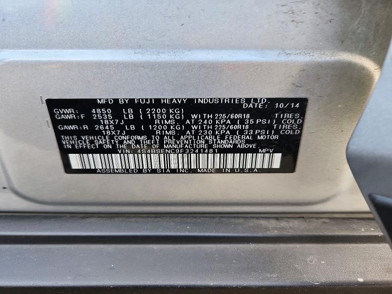 Продаж на аукціоні авто 2015 Subaru Outback, vin: 4S4BSENC9F3241481, номер лоту: 72922886