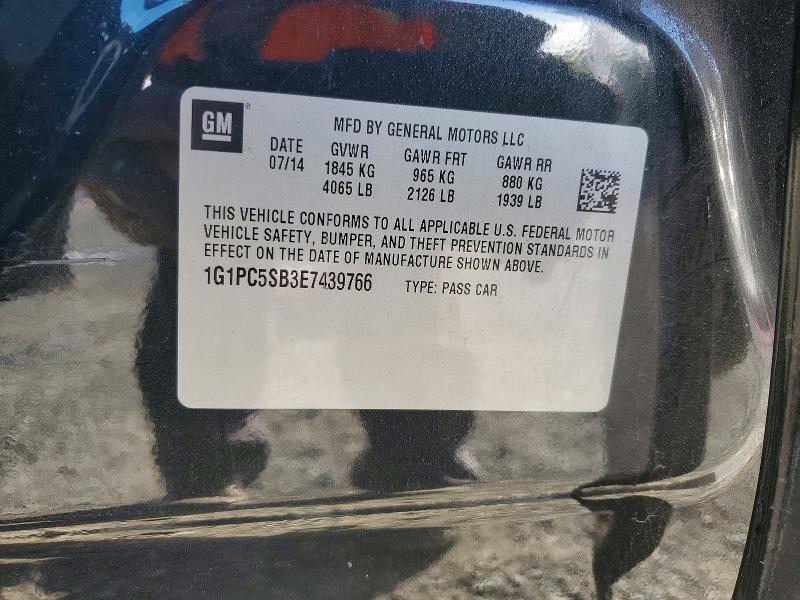 2014 Chevrolet Cruze მანქანა იყიდება აუქციონზე, vin: 1G1PC5SB3E7439766, აუქციონის ნომერი: 71390856