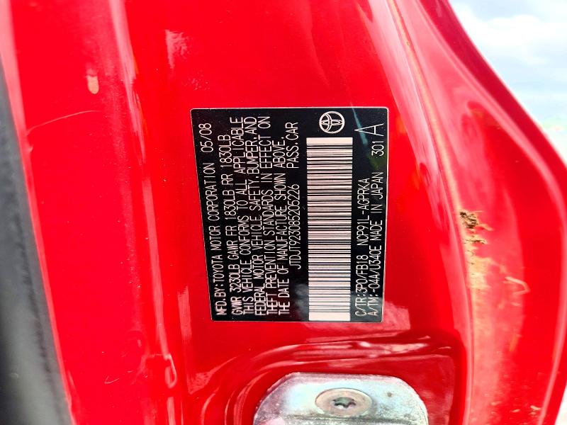 2008 Toyota Yaris მანქანა იყიდება აუქციონზე, vin: JTDJT923085205226, აუქციონის ნომერი: 71291106