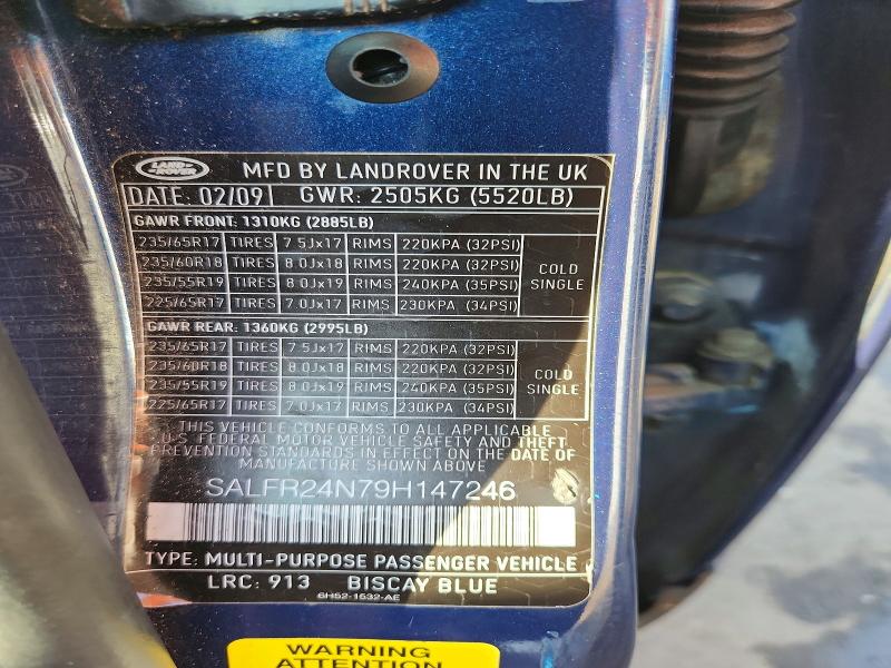 71061136 :رقم المزاد ، SALFR24N79H147246 vin ، 2009 Land Rover Lr2 مزاد بيع