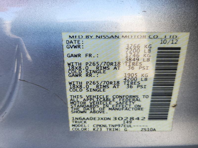 Продаж на аукціоні авто 2013 Nissan Titan, vin: 1N6AA0EJXDN302842, номер лоту: 72179676