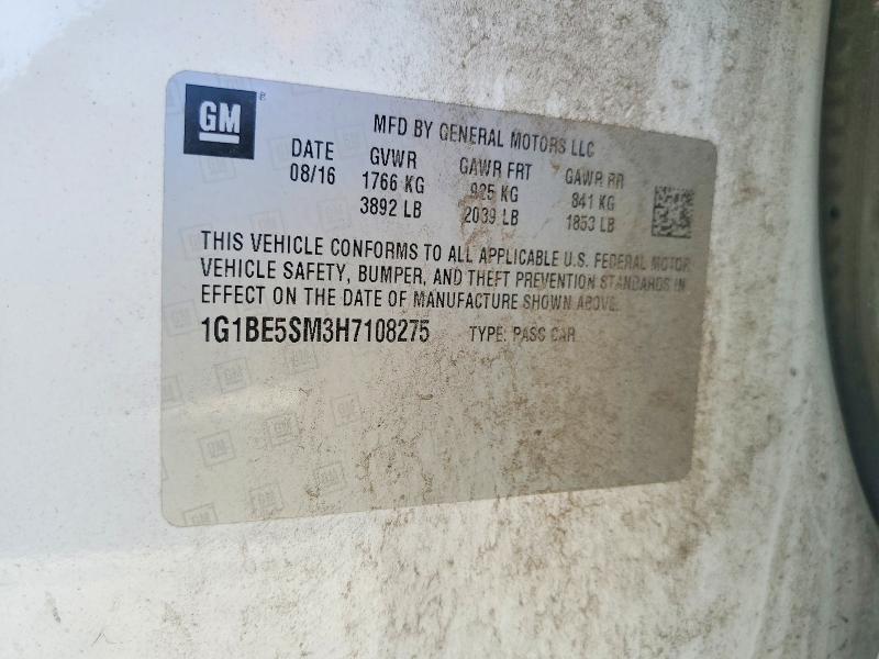 71731146 :رقم المزاد ، 1G1BE5SM3H7108275 vin ، 2017 Chevrolet Cruze مزاد بيع