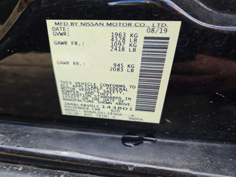 Продаж на аукціоні авто 2020 Nissan Altima, vin: 1N4BL4BV0LC143801, номер лоту: 71512066