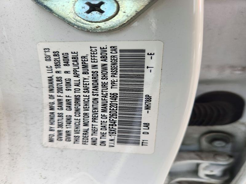 Aukcja sprzedaży 2013 Honda Civic, vin: 19XFB4F26DE201466, numer aukcji: 70439076