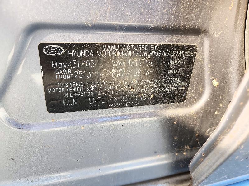 Aukcja sprzedaży 2006 Hyundai Sonata, vin: 5NPEU46F86H004502, numer aukcji: 73829686