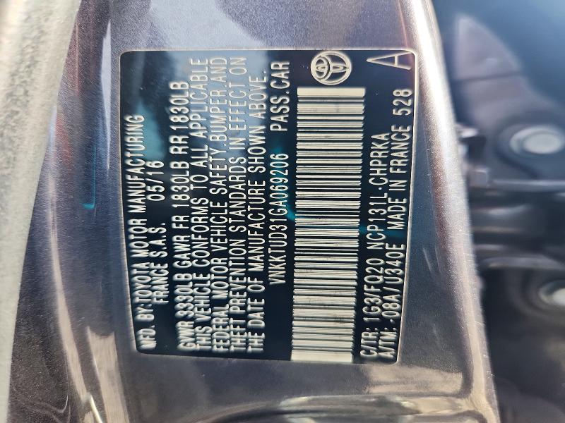 Продаж на аукціоні авто 2016 Toyota Yaris, vin: VNKKTUD31GA069206, номер лоту: 71867406