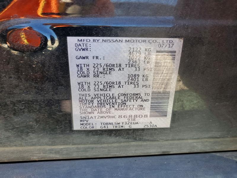 Продаж на аукціоні авто 2017 Nissan Rogue, vin: 5N1AT2MV9HC868808, номер лоту: 71467286
