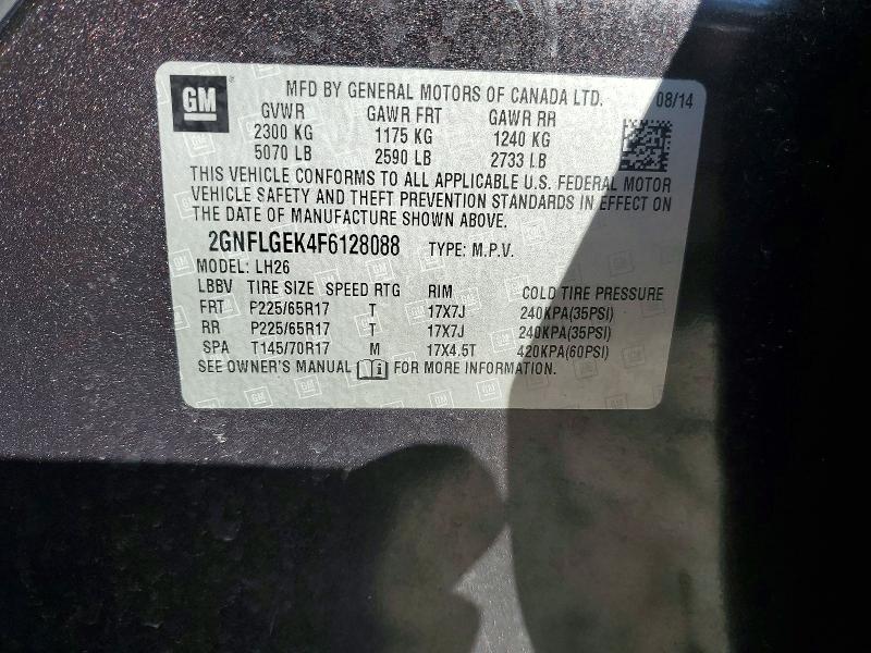 Aukcja sprzedaży 2015 Chevrolet Equinox, vin: 2GNFLGEK4F6128088, numer aukcji: 72227486