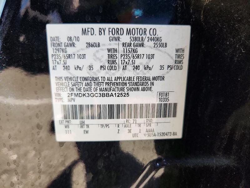 Продаж на аукціоні авто 2011 Ford Edge, vin: 2FMDK3GC3BBA12525, номер лоту: 71505036