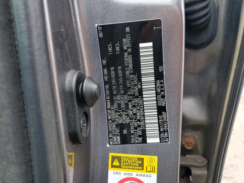 2017 Toyota Highlander მანქანა იყიდება აუქციონზე, vin: 5TDBZRFH0HS439921, აუქციონის ნომერი: 72922896