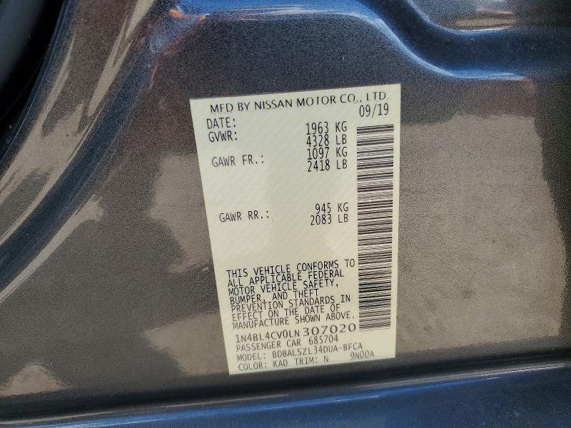 Продаж на аукціоні авто 2020 Nissan Altima, vin: 1N4BL4CV0LN307020, номер лоту: 71092476