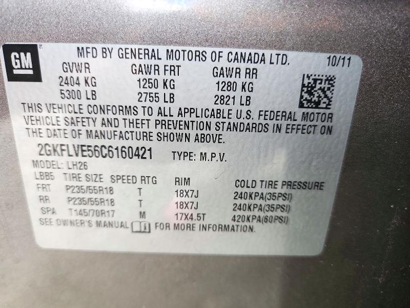 Продаж на аукціоні авто 2012 Gmc Terrain, vin: 2GKFLVE56C6160421, номер лоту: 73293746