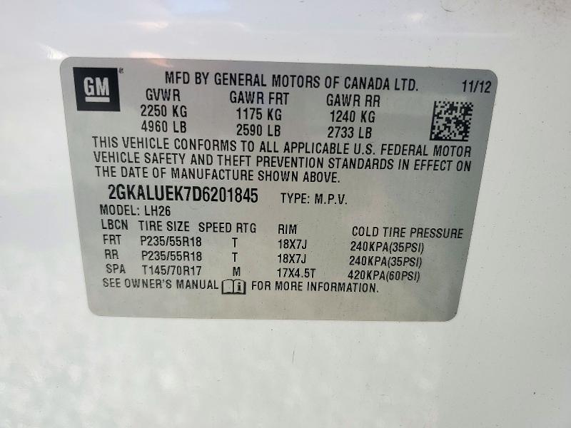 Продажа на аукционе авто 2013 Gmc Terrain, vin: 2GKALUEK7D6201845, номер лота: 72796946