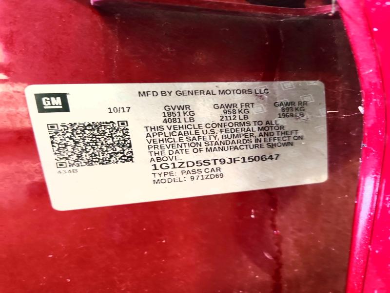 Aukcja sprzedaży 2018 Chevrolet Malibu, vin: 1G1ZD5ST9JF150647, numer aukcji: 71251636