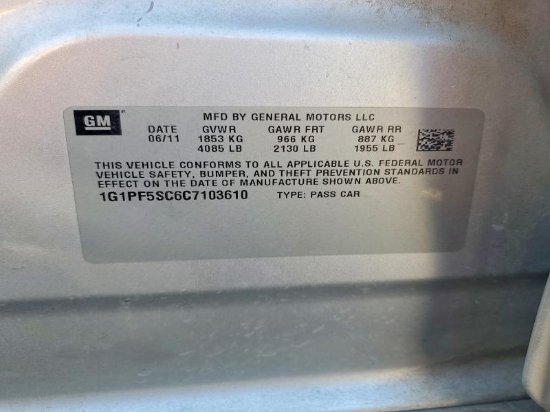 Aukcja sprzedaży 2012 Chevrolet Cruze, vin: 1G1PF5SC6C7103610, numer aukcji: 71777126