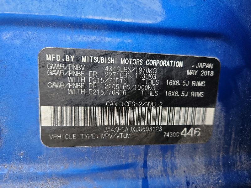 Продажа на аукционе авто 2018 Mitsubishi Rvr, vin: JA4AH3AUXJU603123, номер лота: 70696906