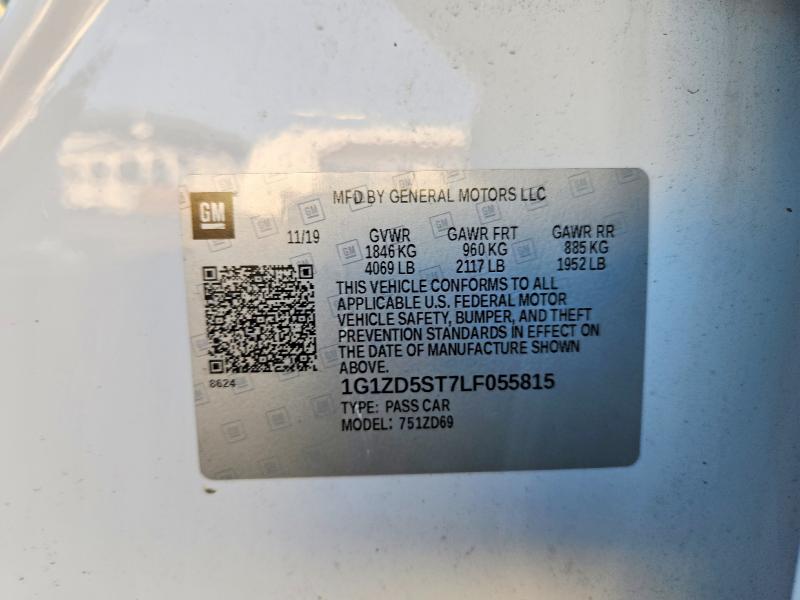 71422416 :رقم المزاد ، 1G1ZD5ST7LF055815 vin ، 2020 Chevrolet Malibu مزاد بيع