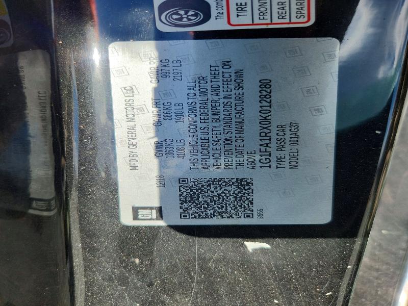 71568526 :رقم المزاد ، 1G1FA1RX0K0128280 vin ، 2019 Chevrolet Camaro مزاد بيع