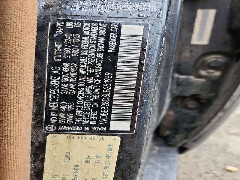 73249506 :رقم المزاد ، WDBEB28D6LB251969 vin ، 1990 Mercedes-benz 300 مزاد بيع