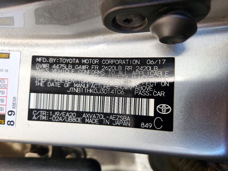 Продажа на аукционе авто 2018 Toyota Camry, vin: JTNB11HK0J3014106, номер лота: 72936026