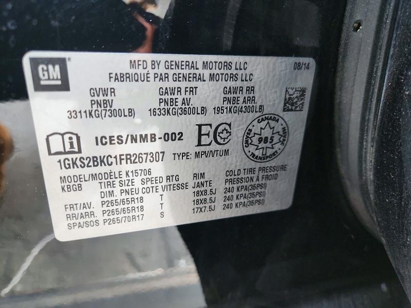 Aukcja sprzedaży 2015 Gmc Yukon, vin: 1GKS2BKC1FR267307, numer aukcji: 69400286