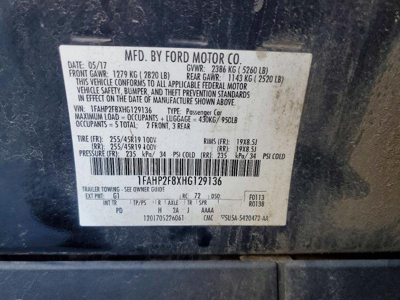 2017 Ford Taurus მანქანა იყიდება აუქციონზე, vin: 1FAHP2F8XHG129136, აუქციონის ნომერი: 71719096