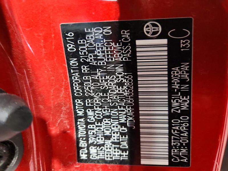 70376836 :رقم المزاد ، JTDKARFU6H3528561 vin ، 2017 Toyota Prius مزاد بيع