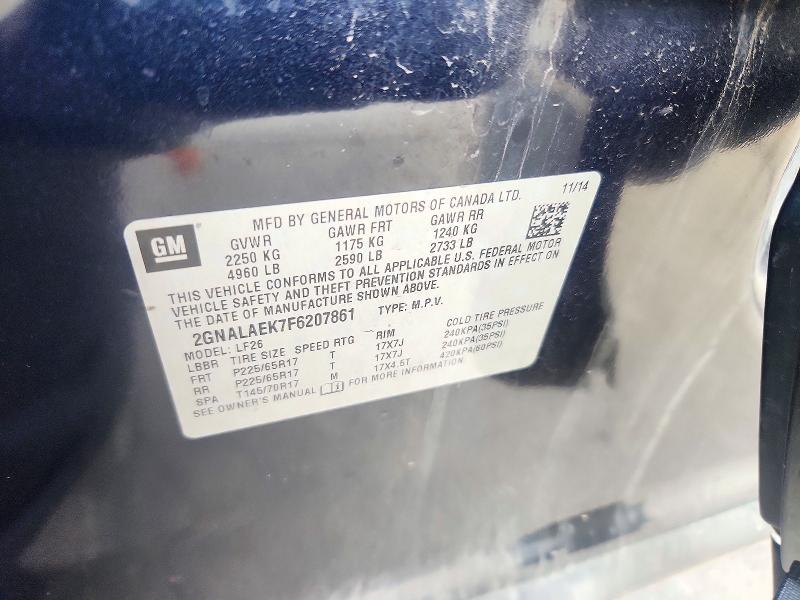 71317956 :رقم المزاد ، 2GNALAEK7F6207861 vin ، 2015 Chevrolet Equinox مزاد بيع
