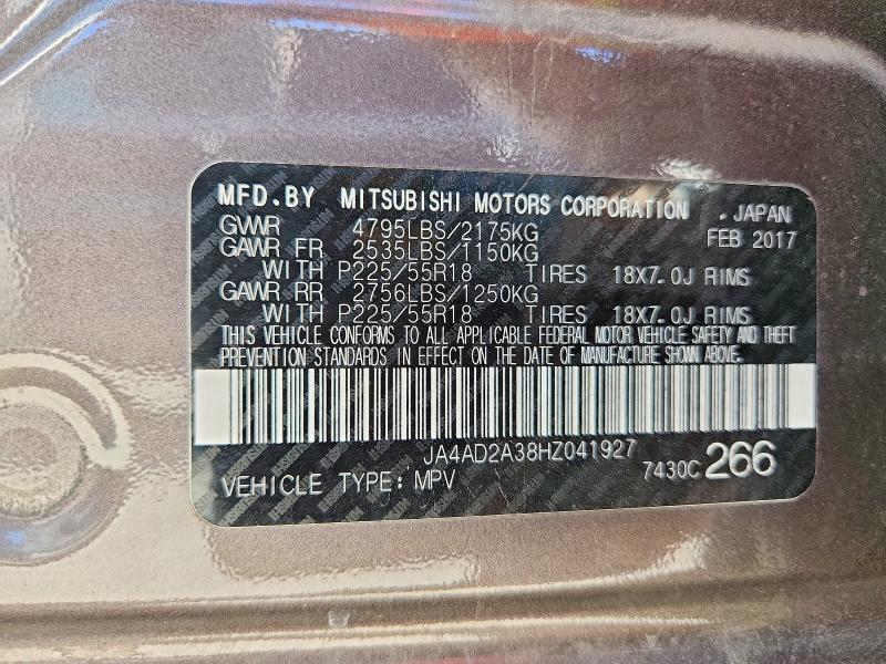 Продаж на аукціоні авто 2017 Mitsubishi Outlander, vin: JA4AD2A38HZ041927, номер лоту: 71819506