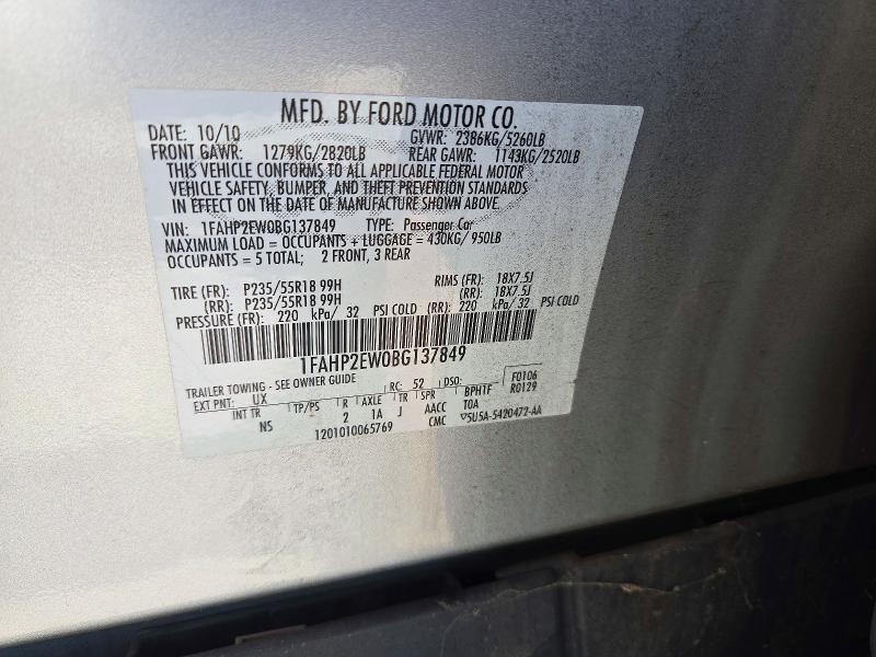 2011 Ford Taurus მანქანა იყიდება აუქციონზე, vin: 1FAHP2EW0BG137849, აუქციონის ნომერი: 71317606