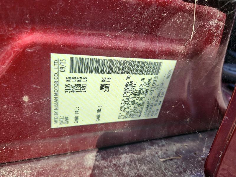 71289776 :رقم المزاد ، 1N4AA6AP3GC401993 vin ، 2016 Nissan Maxima مزاد بيع