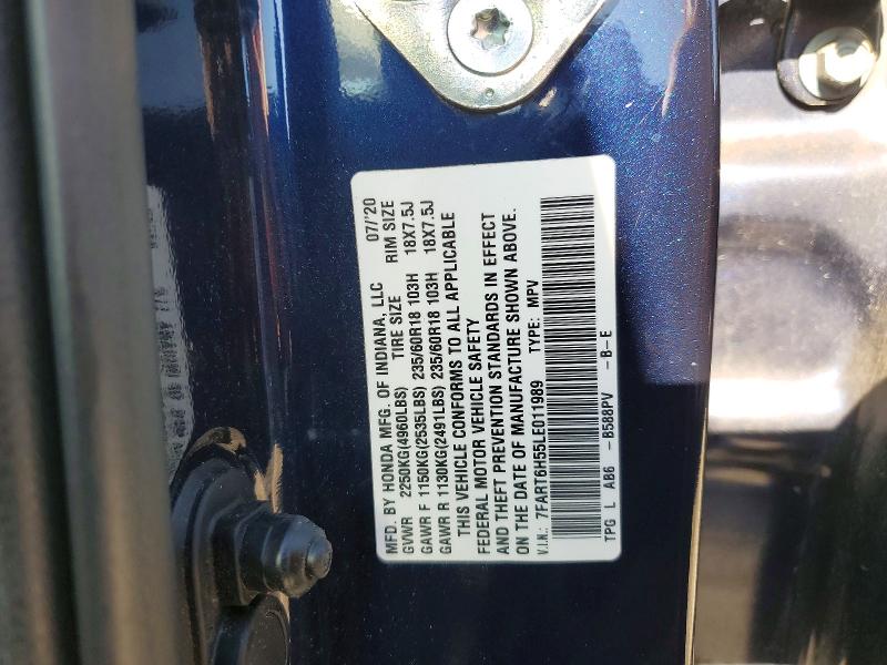 2020 Honda Cr-v მანქანა იყიდება აუქციონზე, vin: 7FART6H55LE011989, აუქციონის ნომერი: 71461046