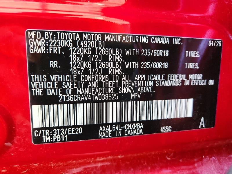 Продажа на аукционе авто 2026 Toyota Rav4, vin: 2T36CRAV4TW038525, номер лота: 72012676