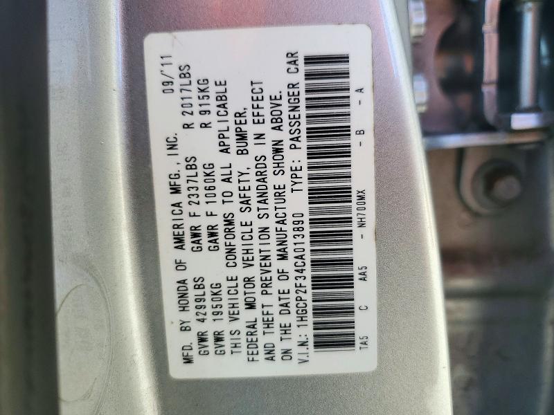Aukcja sprzedaży 2012 Honda Accord, vin: 1HGCP2F34CA013890, numer aukcji: 66954436