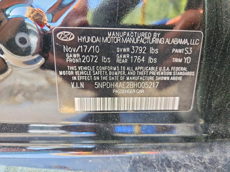 2011 Hyundai Elantra მანქანა იყიდება აუქციონზე, vin: 5NPDH4AE2BH005217, აუქციონის ნომერი: 71416756