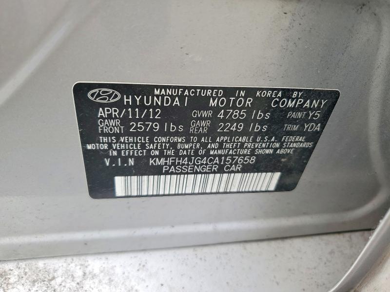 Aukcja sprzedaży 2012 Hyundai Azera, vin: KMHFH4JG4CA157658, numer aukcji: 71418956