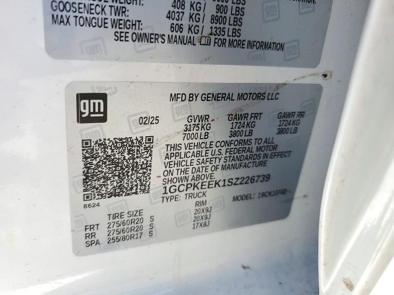 70649916 :رقم المزاد ، 1GCPKEEK1SZ226739 vin ، 2025 Chevrolet Silverado مزاد بيع