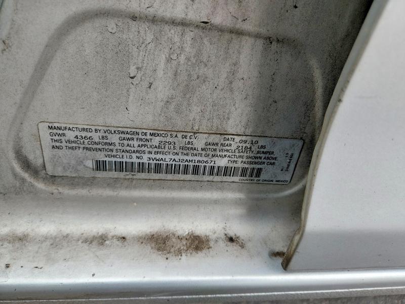 Aukcja sprzedaży 2010 Volkswagen Jetta, vin: 3VWAL7AJ2AM180671, numer aukcji: 71162576