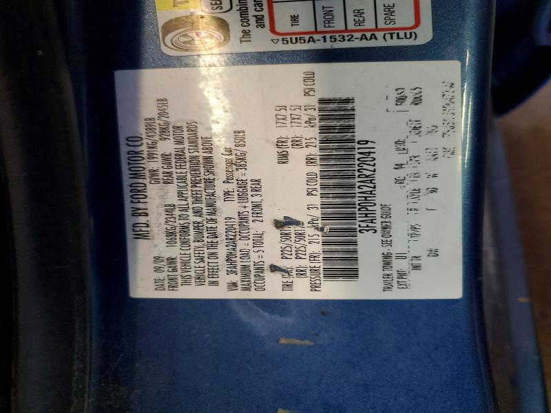 71212586 :رقم المزاد ، 3FAHP0HA2AR220419 vin ، 2010 Ford Fusion مزاد بيع