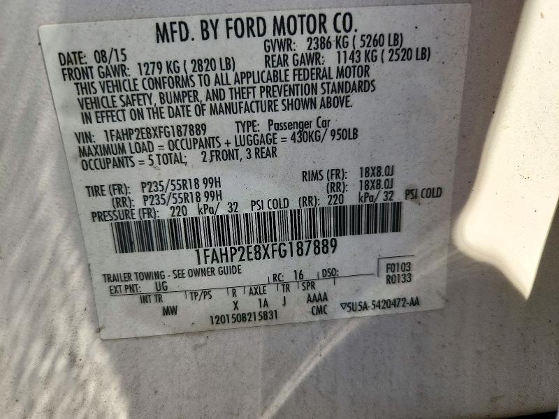 Продажа на аукционе авто 2015 Ford Taurus, vin: 1FAHP2E8XFG187889, номер лота: 70661716