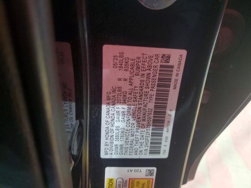 71090546 :رقم المزاد ، 2HGFE2F53SH597932 vin ، 2025 Honda Civic مزاد بيع