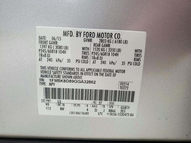 Продаж на аукціоні авто 2016 Ford Explorer, vin: 1FM5K8D89GGA32862, номер лоту: 70555606