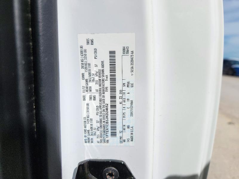 2018 Ford F150 მანქანა იყიდება აუქციონზე, vin: 1FTEX1CB3JKD24652, აუქციონის ნომერი: 72232196
