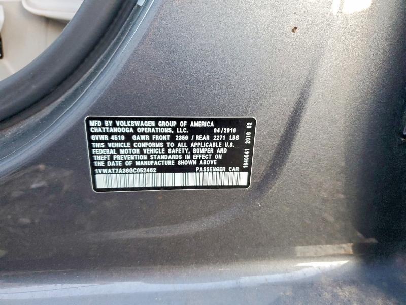 Aukcja sprzedaży 2016 Volkswagen Passat, vin: 1VWAT7A36GC052462, numer aukcji: 71780376