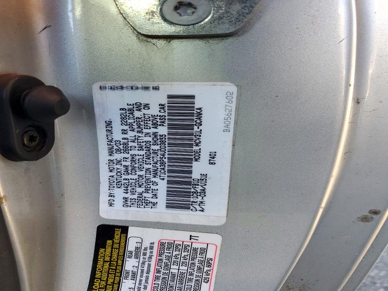 2004 Toyota Camry Solara მანქანა იყიდება აუქციონზე, vin: 4T1CA38P54U003855, აუქციონის ნომერი: 71914276