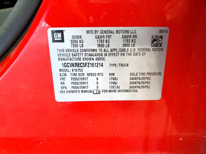 71363636 :رقم المزاد ، 1GCVKREC5FZ161214 vin ، 2015 Chevrolet Silverado مزاد بيع